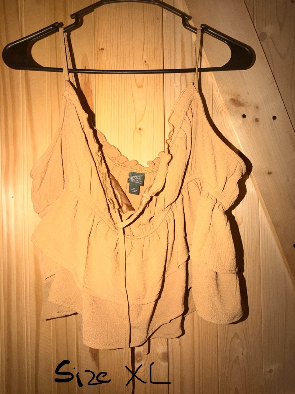 Women’s Layered Spaghetti Strap Tank Top - Tan